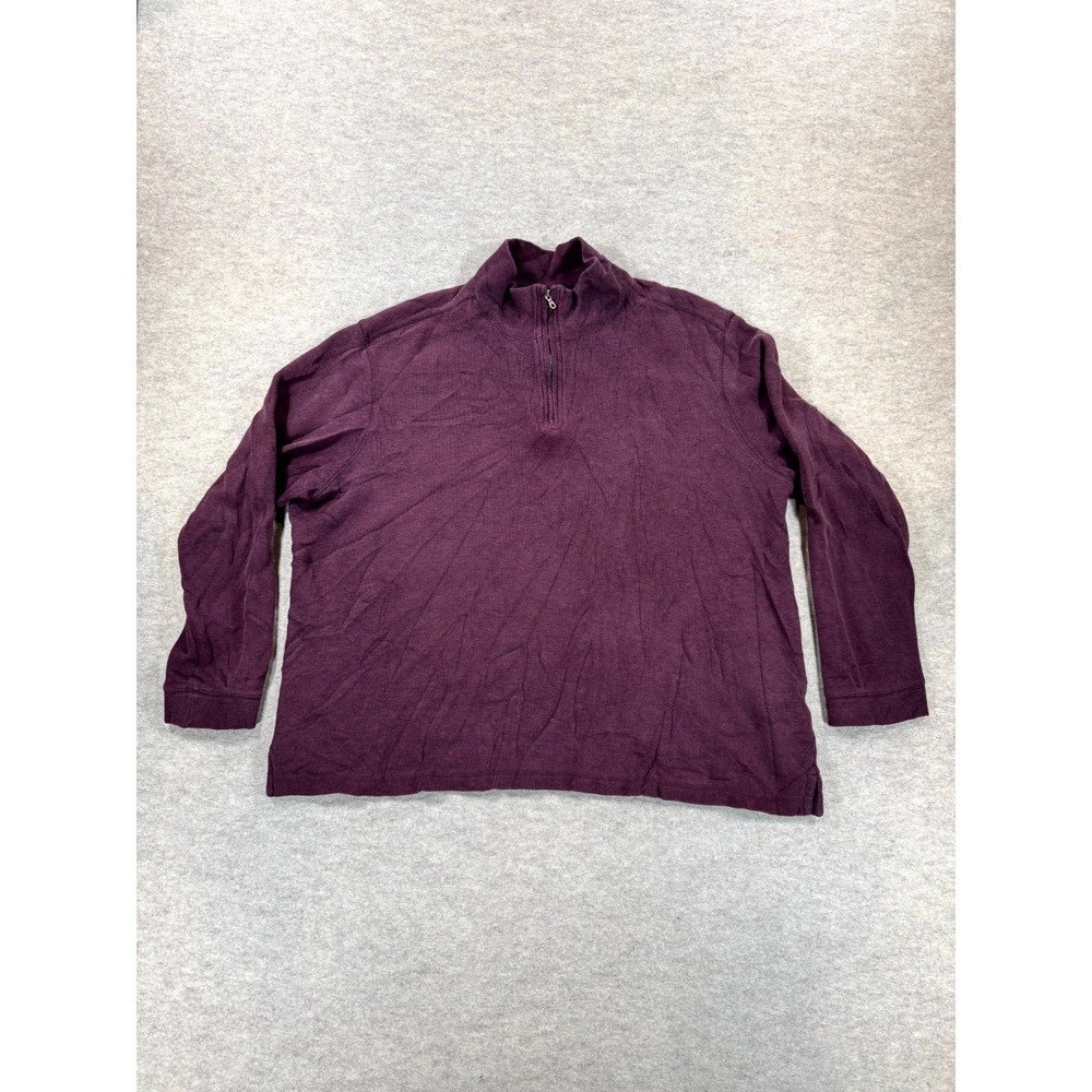 Croft & Barrow Sweater Mens XL Burgundy Tight Knit Mock Neck Quarter Zip Casual